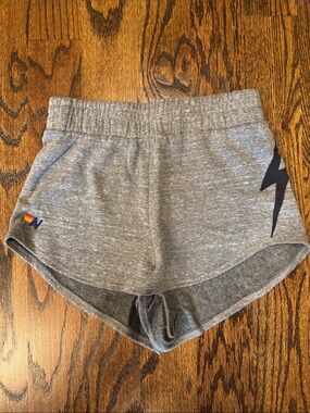 Aviator Nation Gray Women's Athletic Sweat Shorts with Lightning Accent